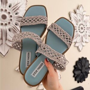 Steve Madden Women's Crochet Gray Sandals